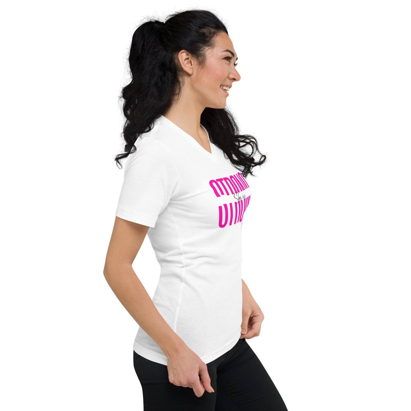 She is Strong Short Sleeve V-Neck T-Shirt